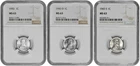 1943 P D S 1c Lincoln Steel Wheat Cent NGC MS 63 Three Coin Lot