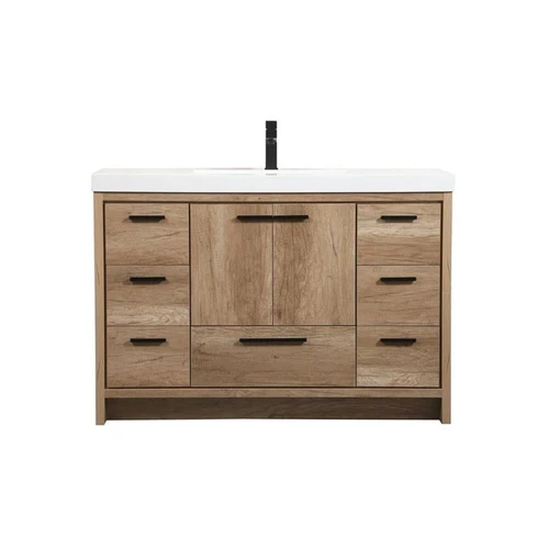 Elegant Decor Wyatt 48" Aluminum MDF Single Bathroom Vanity in Natural Oak - Picture 3 of 8