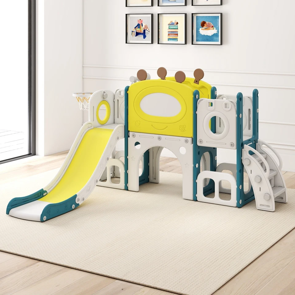 9 in 1 Multifunctional Toddler Slide Playset for Kids Indoor Outdoor Playground - Image 3 of 4