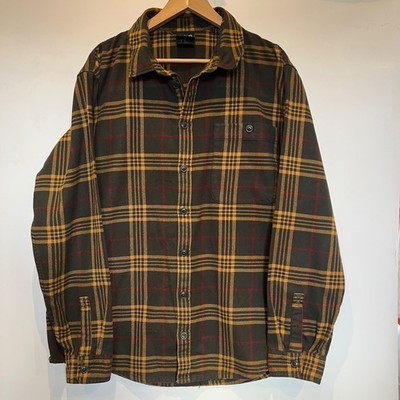 Jack Wolfskin Checked Shirt Mens XXL Green Yellow Plaid Long Sleeve Button Up