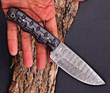 CUSTOM MADE HAND FORGED DAMASCUS STEEL BLADE HUNTING CAMPING KNIFE 2425