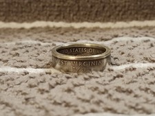 West Virginia 90 Silver Handcrafted Washington Quarters coin ring size 7 2005 