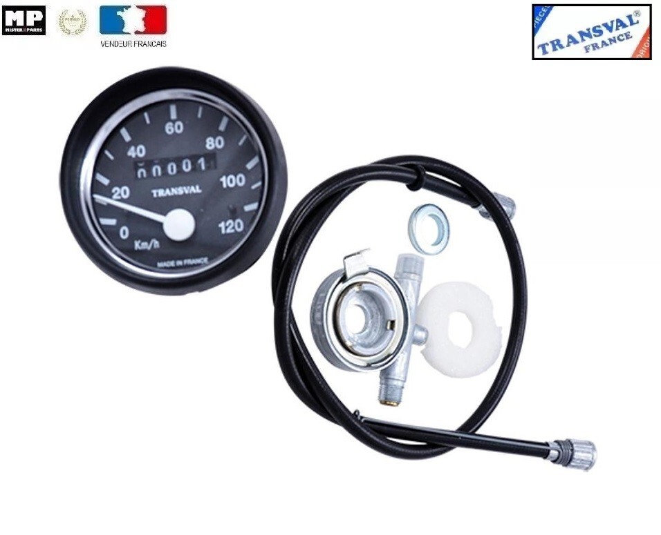 Compteur TRANSVAL 120 Km/H pour cyclomoteur MBK 51 avec aiguille rétro blanche