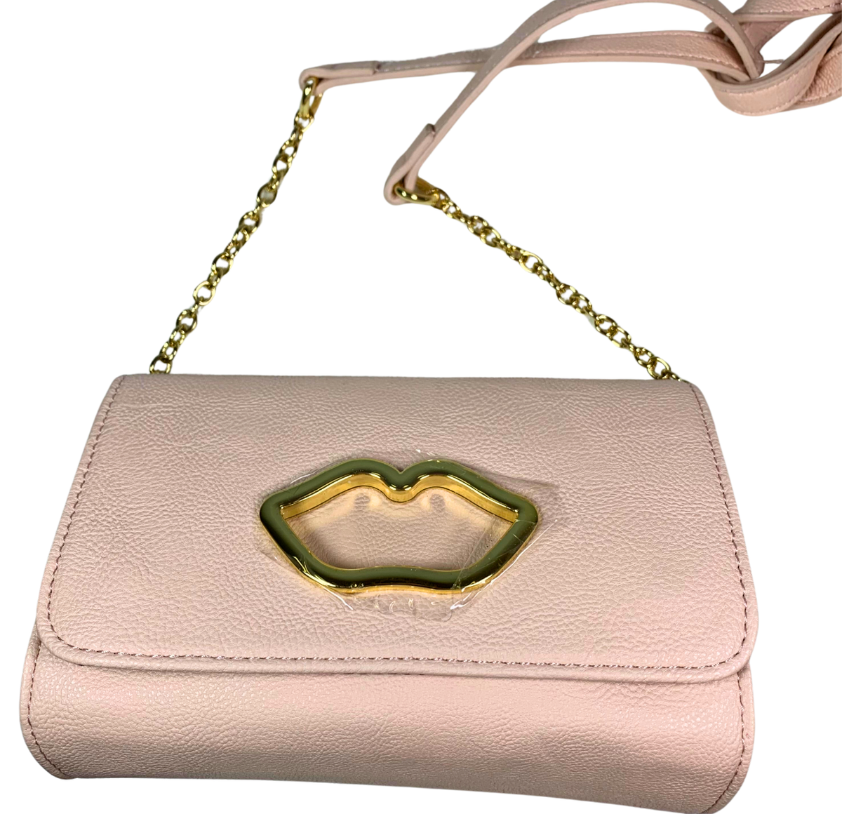 BETSEY JOHNSON CROSSBODY SHOULDER BAG CLUTCH CLEAR LIP CUT OUT PURSE
