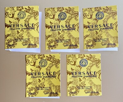 5 Pcs Versace Yellow Diamond Eau de Toilette Sample Spray Vial 0.03 oz / 1 ml Ea