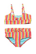 Raisins Girl's 10 2 Pc Monterey Stripe Padded Bikini Swimsuit Orange Red