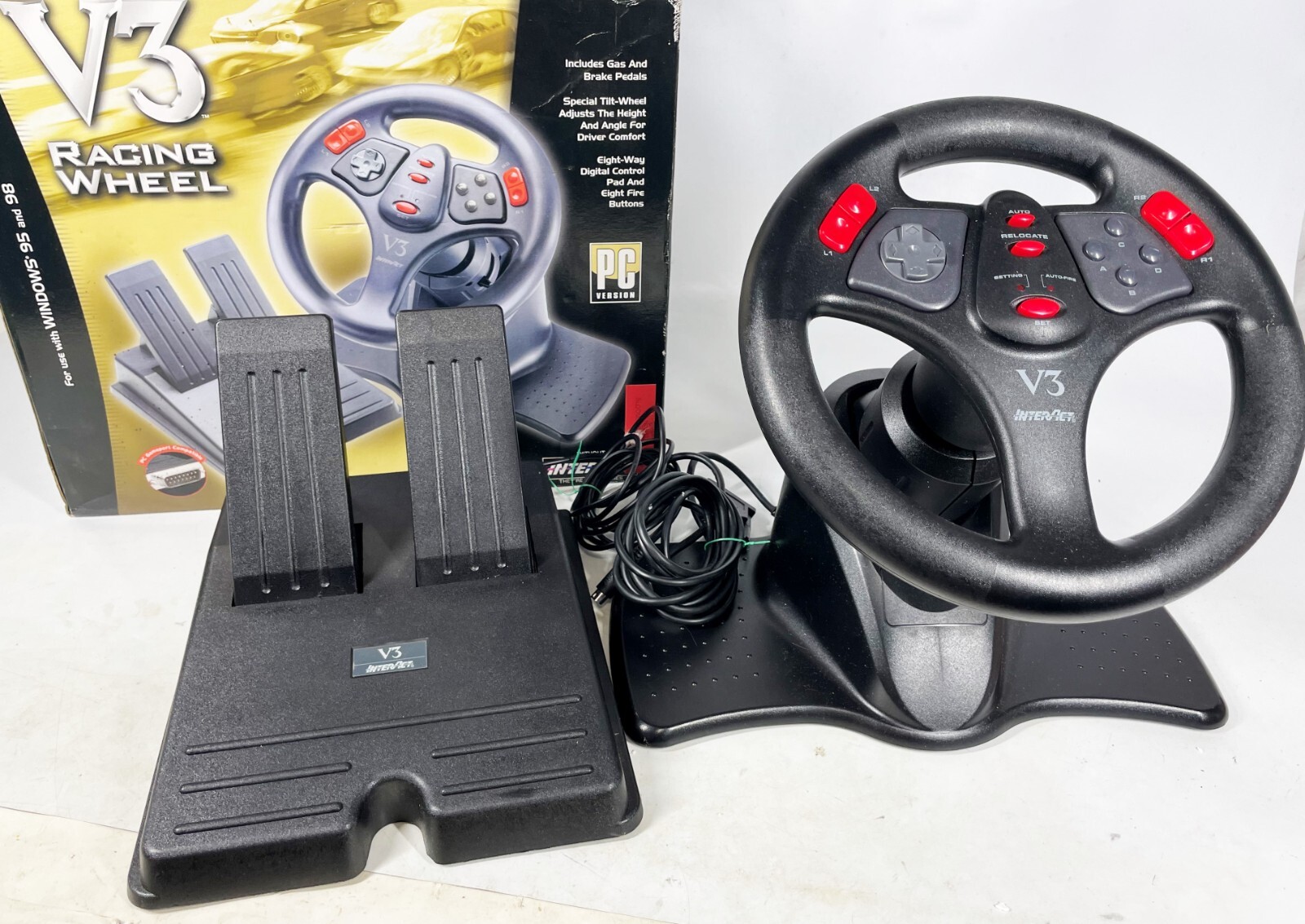 Vintage V3 InterAct SV280 Racing Driving Simulator PC Steering Wheel w