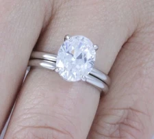 2.5CT Oval CZ Engagement Ring Wedding Band Set 925 Sterling Silver 2.5-15 S10451