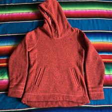 The North Face Womens Polyester Quarter Button Hoodie Peppered Red Size Small