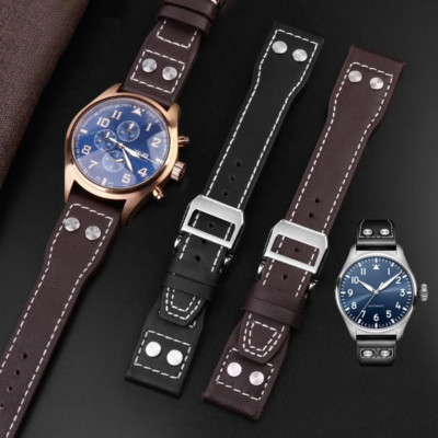 Echtleder Nieten Uhrenarmband passend für IWC Big Pilot Spitfire Top Gun 21/2...