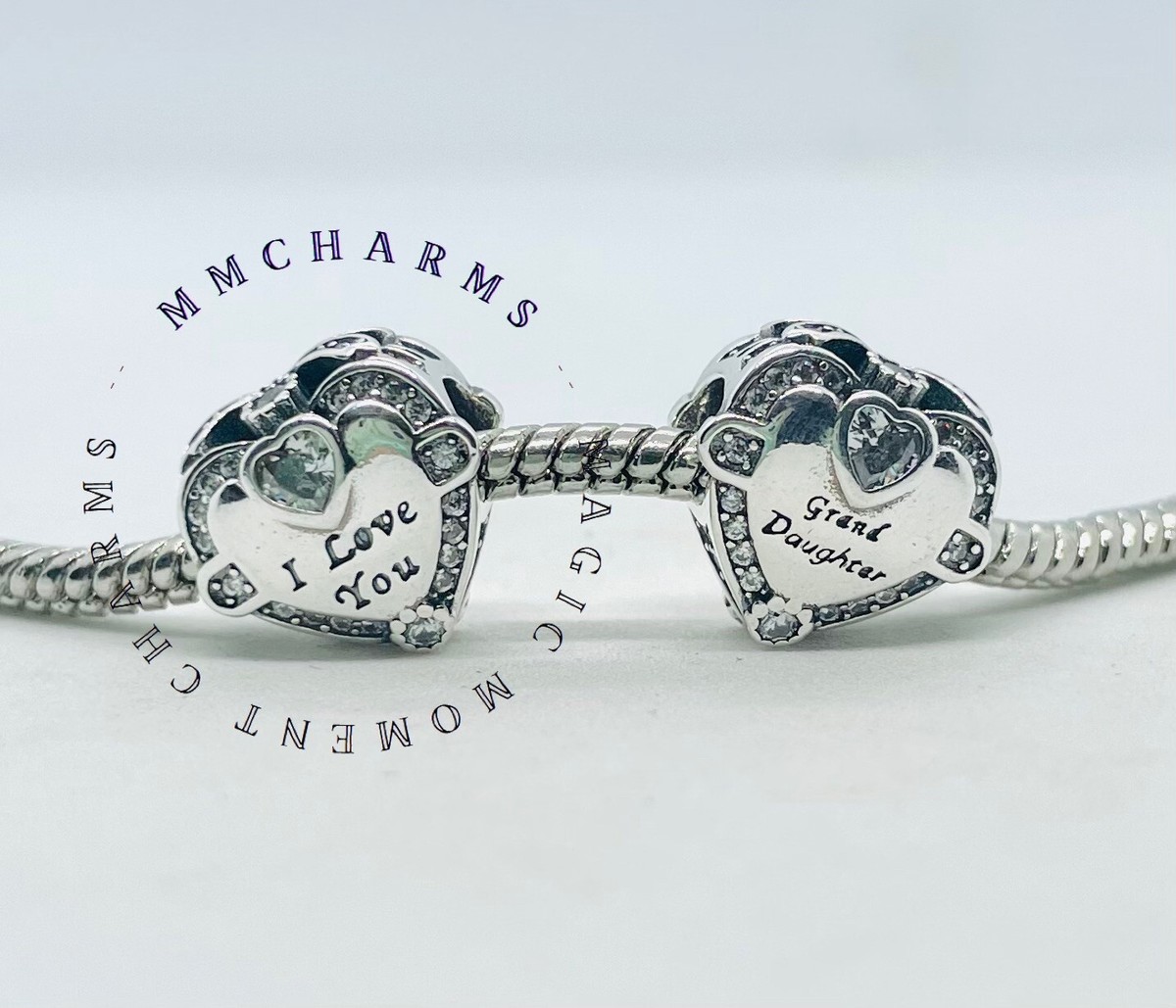 Sterling Silver S925 GRANDAUGHTER Charm Pouch I Love You