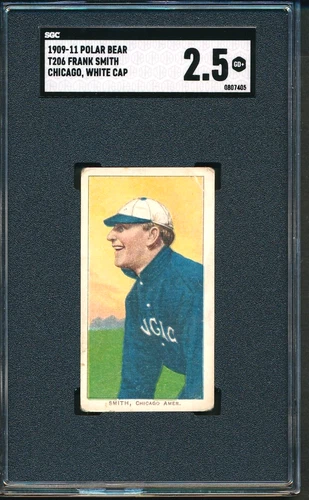 T206 Polar Bear: FRANK SMITH White Cap, Chicago White Sox ~ SGC 2.5