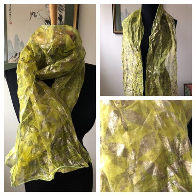 Handmade Philippines Woven Pina Pineapple Silk Sheer Scarf Green 64 X 11 25 Ebay