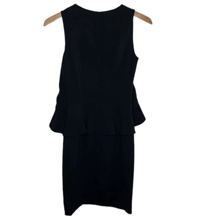 Love Moschino abito donna nero doppio volant senza maniche peplo tubino taglia 2