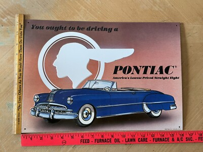 #ad 1950 Pontiac Convertible Made by AAA in the USA Embossed Sign 11 1 2quot; X 16quot; $29.00