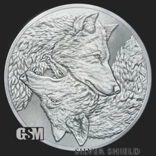 2023 Silver Shield Two Wolves 1 oz .999 Silver Eternal  Wisdom BU Yin/Yang coin