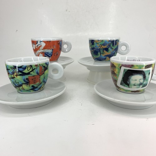 4 Illy Art Collection Espresso Cups & Saucers 1996 Videogrammi by Nam