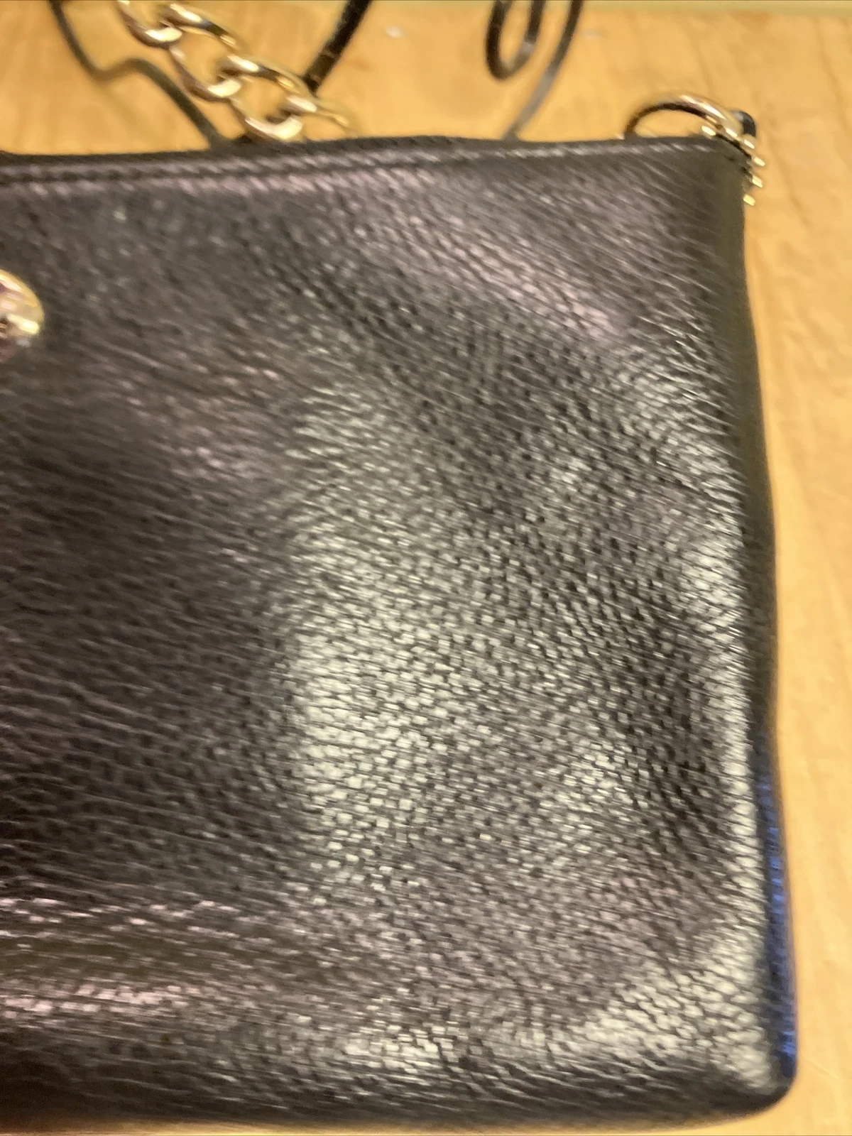 Coach pelle ciottolata Quinn borsa a tracolla a tracolla cinturino catena F52709 nero