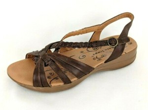 BARE-TRAPS-Women-039-s-Brown-Leather-Strappy-Jacee-Wedge-Comfort-Sandals-Size-US-7