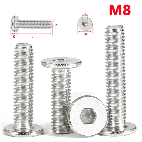 M8 Niedrig Flachkopf Schrauben Flachkopfschrauben Innensechskant Edelstahl A2 - Bild 5 von 5