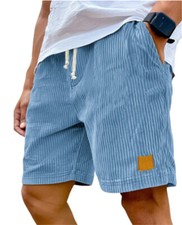 New Men's Shorts Casual Corduroy Drawstring Lightweight Summer Beach Shorts