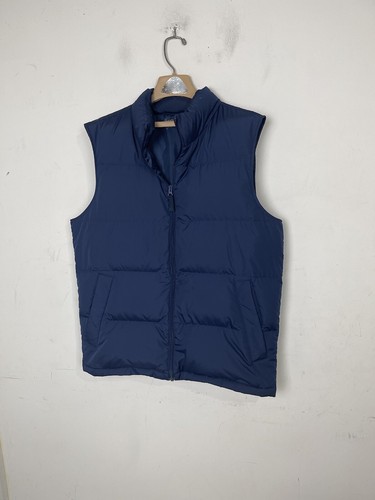 Lands End Men Puffer Vest M 38-40 Blue Down Filled Quilted Full Zip Navy Outdoor - Picture 2 of 7