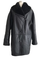 Warehouse Leather Real Sheepskin Lining Pockets Women's Jacket Coat Size S