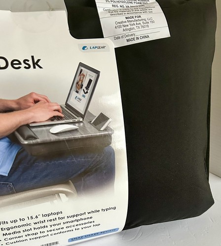 LapGear Home Office Pro Lap Desk 21.1" x 14" Gray Wood/Black - Picture 5 of 9