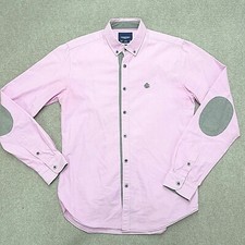 Springfield Shirt Button Down Men'sSmall 14.5 Custom Fit Elbow Patch Pink
