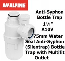 Image of McAlpine A10V seal bottle trap anti syphon 1¼" Inch x 75mm