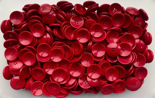 Buttons 20mm 32L Red 4 Hole Curved Polished Sewing Jacket Craft Button (W303) - Picture 1 of 24