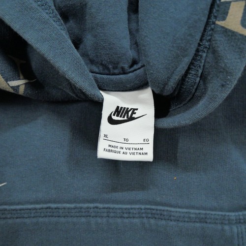 Nike Hoodie Youth XL Blue Pullover Spell Out Sweatshirt All Over Swoosh - Picture 6 of 11