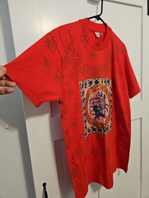 Stedman Vintage  All Over Print Greek Graphic T-Shirt Size L Made in USA 