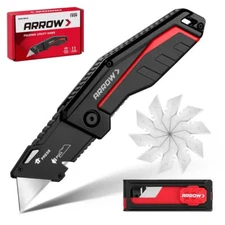 ARROW Folding Utility Knife Quick-Change Blades Heavy Duty Aluminum Razor Knife