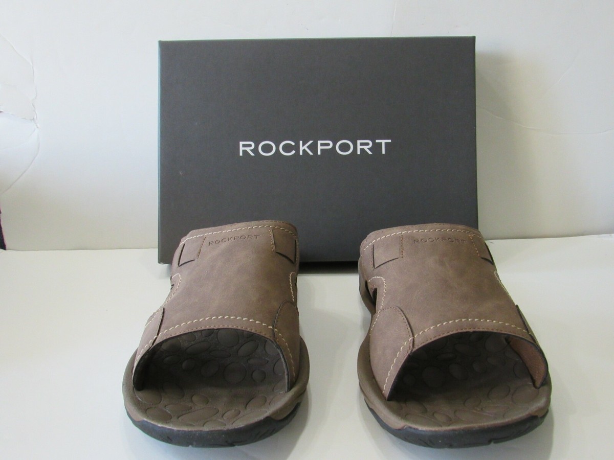 Rockport Hayes Mens size 13 Brown Leather Comfort Slide  display picture 2