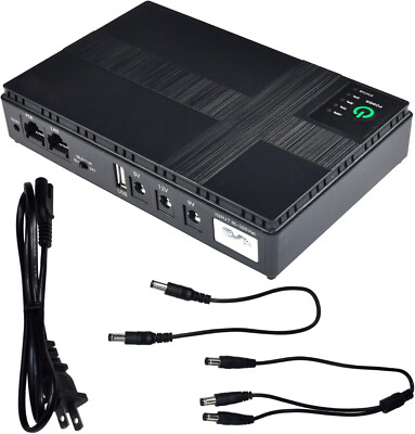 HQRP Mini UPS Battery Backup for Wifi Router 18W, Output 5V/9V/12V Power Bank