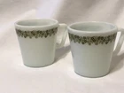 Vintage 70s Lot Of 2 Pyrex Crazy Daisy Spring Blossom Green Coffee Cups Mugs
