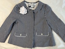 Janie and Jack Girl's Navy Gingham Check Blazer Size 7 NWOT