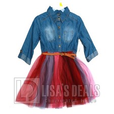 New Girls Pink Violet Denim Tutu Dress Multi color 4