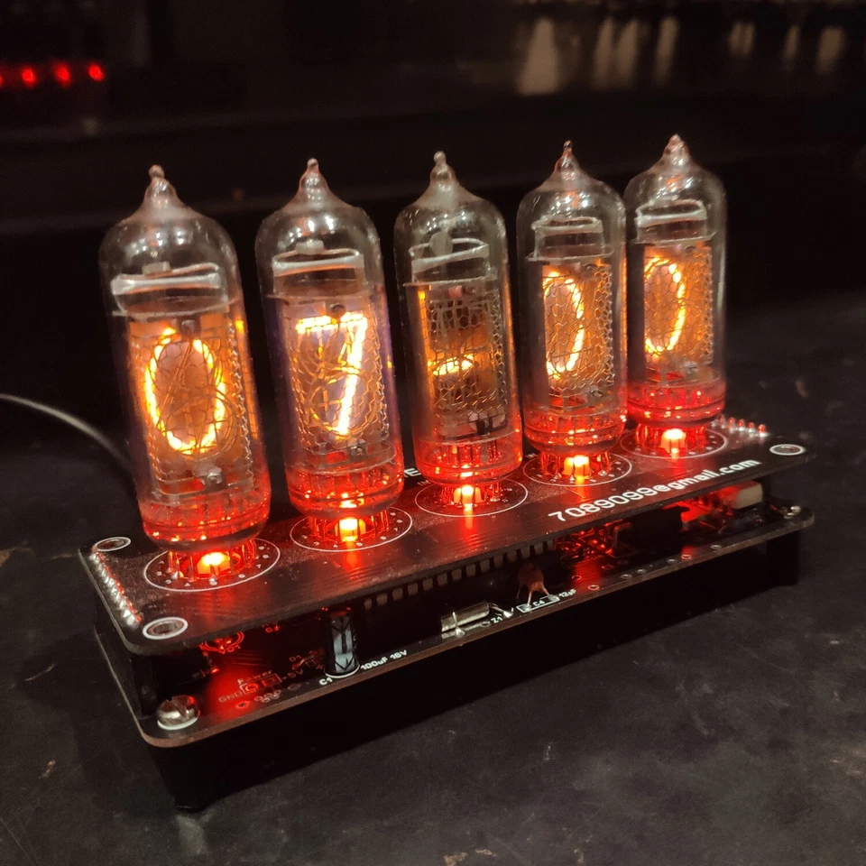 Nixie Clock IN-14 & IN-19 RGB Backlight Assembled *Alarm, USB power, 24h format* - Image 2 of 4