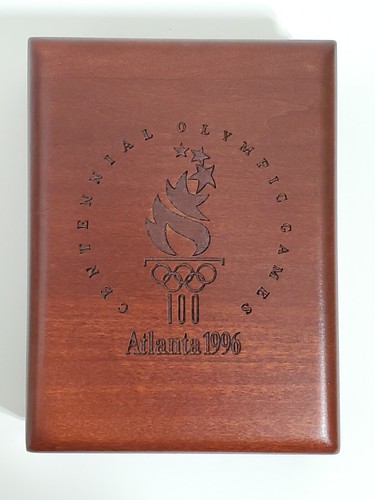 1996 Atlanta Centennial Olympic Games Winner's Medal Wood Presentation Case Box - Picture 17 of 18