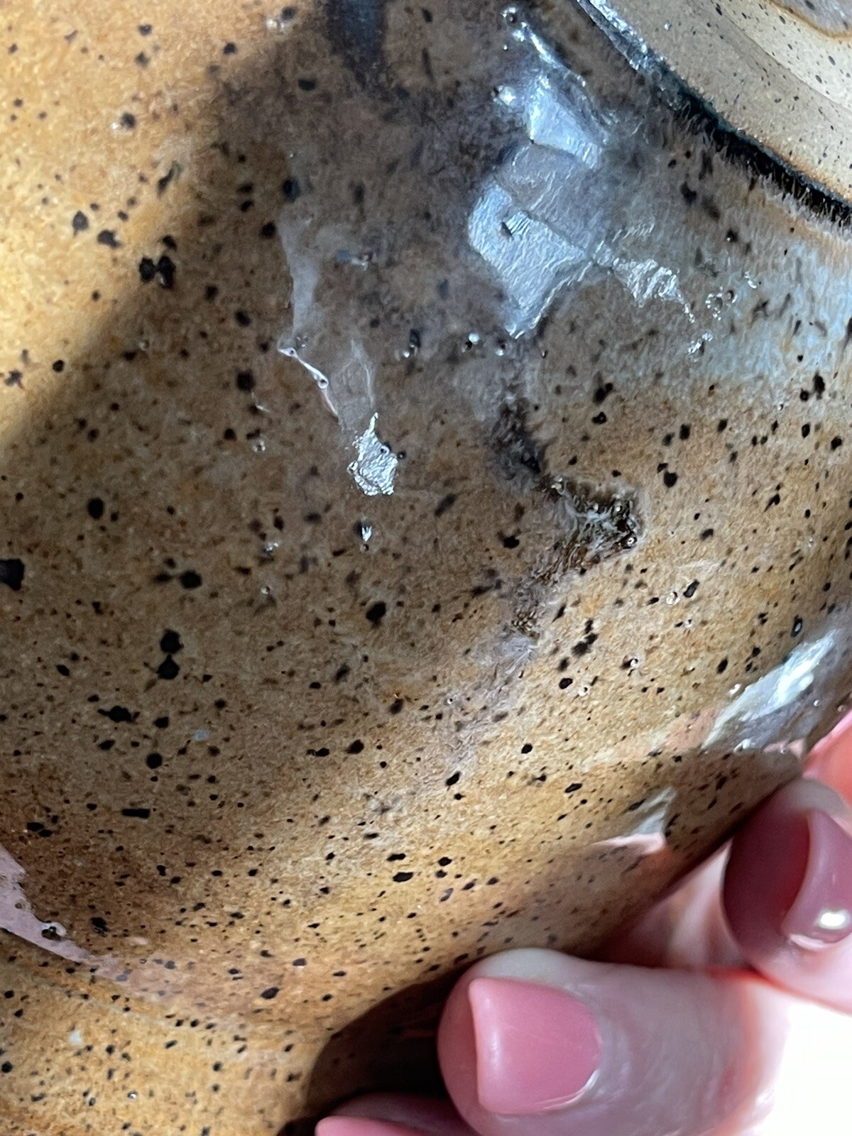 Studio pottery Brown Blue bowl signed Julie Williams ~6.5x3.5”