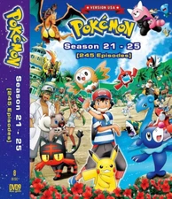 Pokemon Season 21-25 (245 Episodes) 8 discs boxset- US Version DVD- English Dub