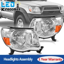 Headlights Assembly For 2005-2011 Toyota Tacoma Chrome Housing Amber Headlamps