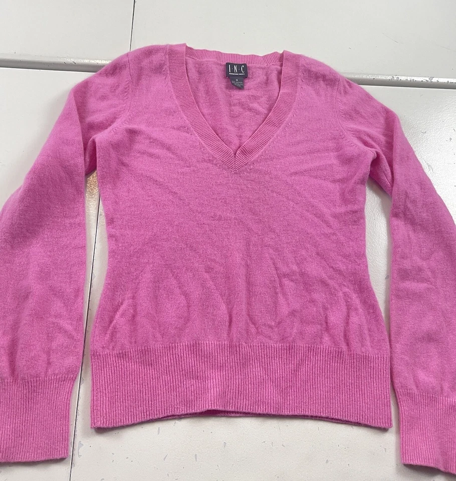 Suéter de cachemir INC para mujer talla mediana rosa suéter clásico Foto 2 de 4