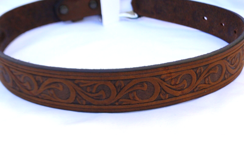 New Justin Brown Leather Boys Western Belt Size 20 - Picture 3 of 7