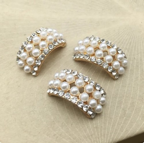 Oval Rhinestone Snap Buttons - DIY Craft Decorations Gold Color Buttons 10pcs