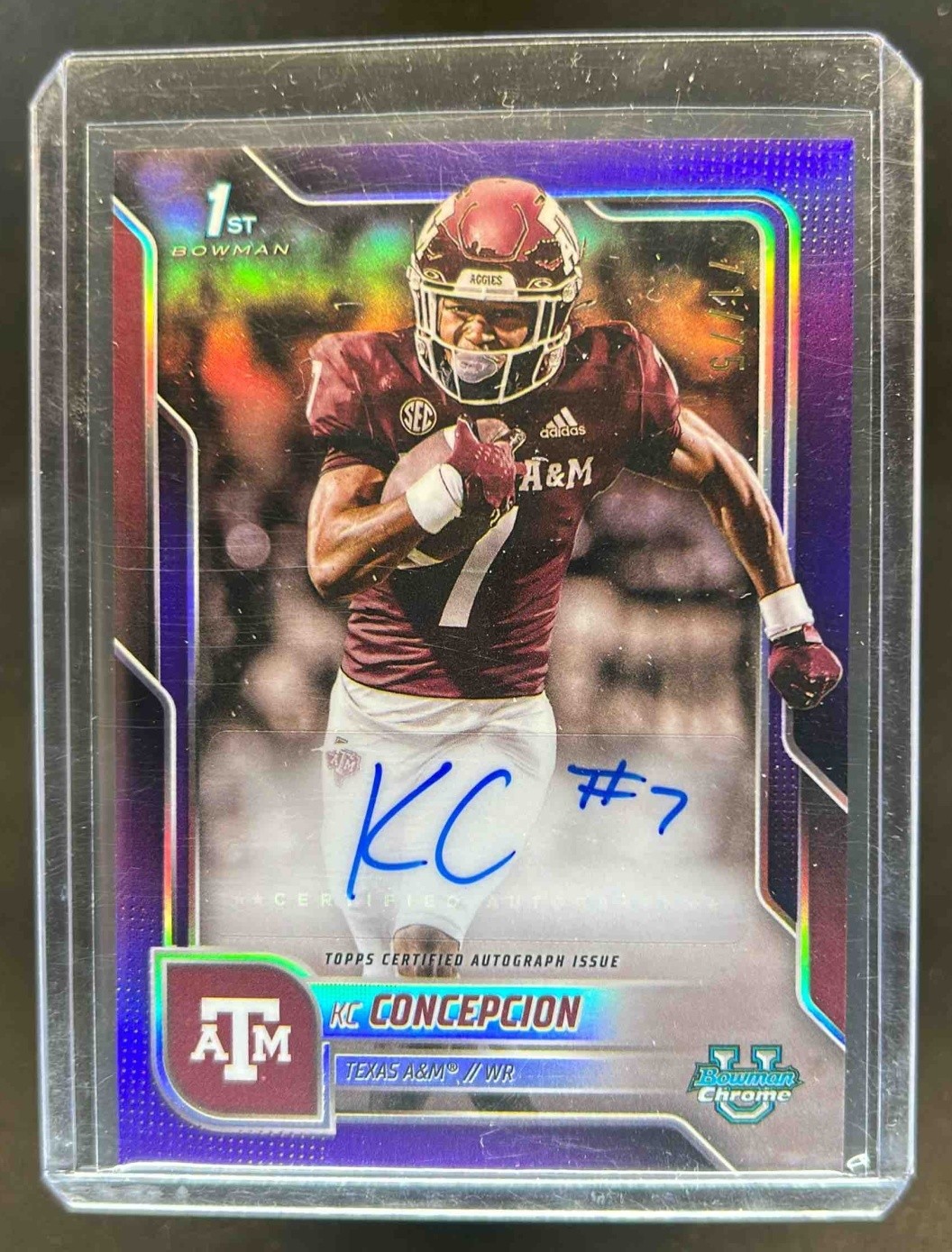 2025 Bowman Chrome U KC Concepcion Auto 1st Prospect Purple Refractor #71/75