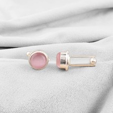 Rosa Katzenauge Stein 925 Sterling Silber Partykleidung Väter Manschettenknöp...