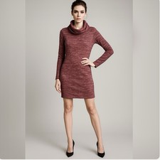 Twenty Second Dress S Burgundy Cowl Mini Knit Casual Long Sleeve Party work Chic